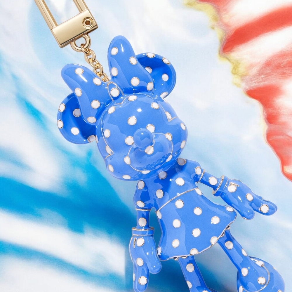 NEW Disney Polka Dot Minnie Mouse Bag Charm Keychain 3.25"x1.75 Licensed Product - Picture 3 of 5